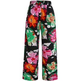 ANDREA PANTS BLACK BIG FLOWERS